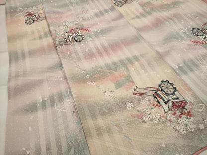 平和屋着物■上質な小紋 御所車花文 暈し染め 金銀彩 正絹 逸品 AABH7366st