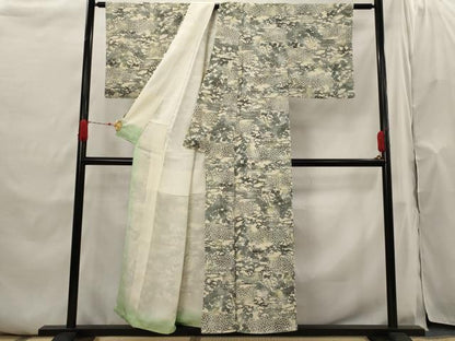 平和屋着物■上質な小紋 型染め 風景文 正絹 逸品 AABH7367st
