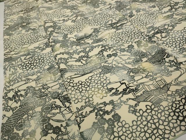 平和屋着物■上質な小紋 型染め 風景文 正絹 逸品 AABH7367st