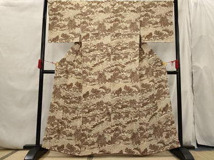 平和屋着物■上質な小紋 型染め 人物風景文 正絹 逸品 AABH7369st