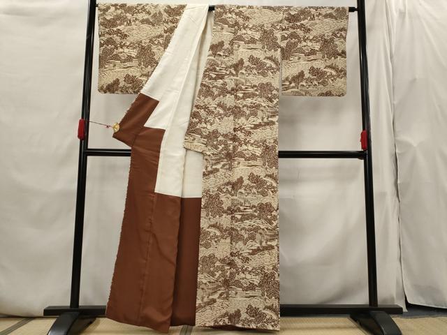 平和屋着物■上質な小紋 型染め 人物風景文 正絹 逸品 AABH7369st