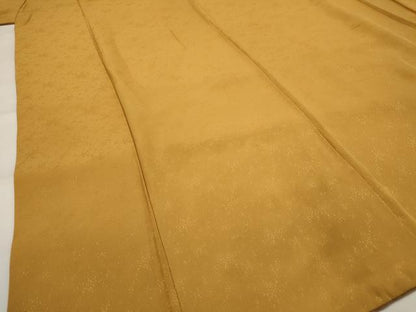 平和屋着物■上質な色無地 紋意匠 山吹茶色 正絹 逸品 AABH7370st