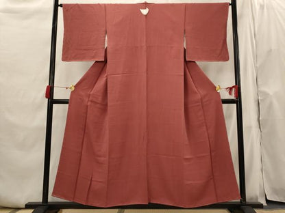 平和屋着物■上質な色無地　葡萄茶色　正絹　逸品　AABH7372st
