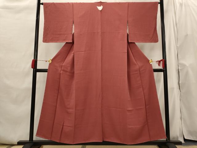 平和屋着物■上質な色無地　葡萄茶色　正絹　逸品　AABH7372st