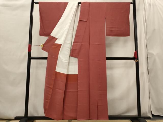 平和屋着物■上質な色無地　葡萄茶色　正絹　逸品　AABH7372st
