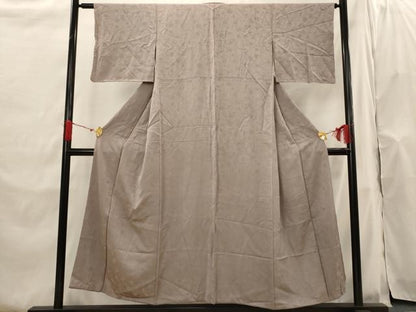 平和屋着物■上質な色無地 楓地紋 胡桃染色 正絹 逸品 AABH7373st