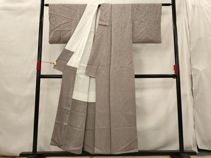平和屋着物■上質な色無地 楓地紋 胡桃染色 正絹 逸品 AABH7373st