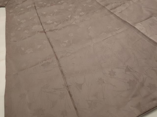 平和屋着物■上質な色無地 楓地紋 胡桃染色 正絹 逸品 AABH7373st