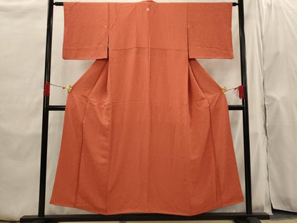平和屋着物■上質な色無地 花地紋 赤丹色 正絹 逸品 AABH7377st