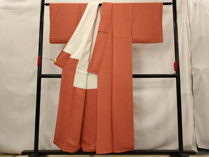 平和屋着物■上質な色無地 花地紋 赤丹色 正絹 逸品 AABH7377st