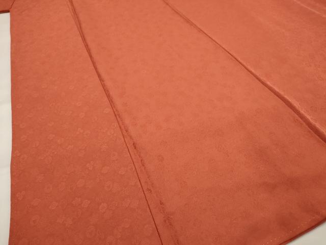 平和屋着物■上質な色無地 花地紋 赤丹色 正絹 逸品 AABH7377st