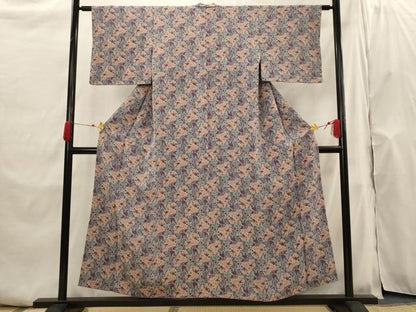 平和屋着物■上質な小紋 花づくし文 鬼しぼ縮緬 正絹 逸品 AABH7378st