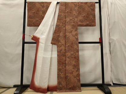 平和屋着物■上質な小紋 風景花文 鬼しぼ縮緬 正絹 逸品 AABH7382st