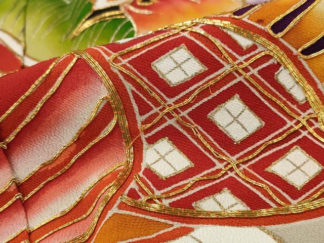 平和屋着物■豪華黒留袖 駒刺繍 群れ鳥 金彩 正絹 逸品 AABH7384st