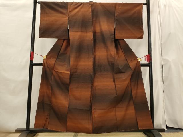平和屋着物■上質な紬 横段文 正絹 逸品 未使用 AABH7385st