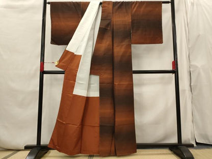 平和屋着物■上質な紬 横段文 正絹 逸品 未使用 AABH7385st