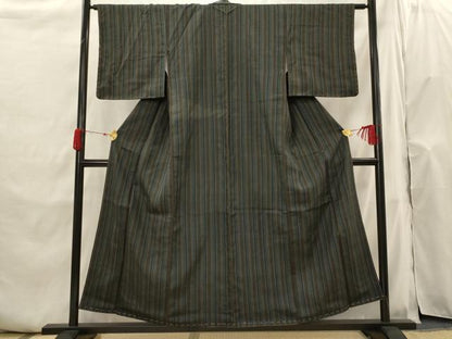 平和屋着物■上質な紬　縞　正絹　逸品　AABH7387st