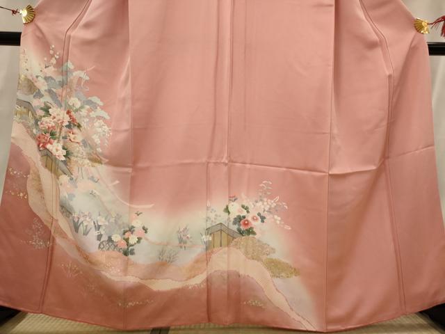 平和屋着物■訪問着 草花文 暈し染め 金彩 小田急百貨店扱い 正絹 逸品 AABH7390st