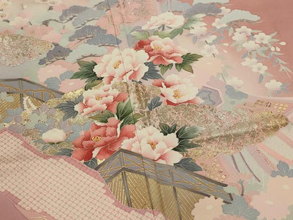 平和屋着物■訪問着 草花文 暈し染め 金彩 小田急百貨店扱い 正絹 逸品 AABH7390st