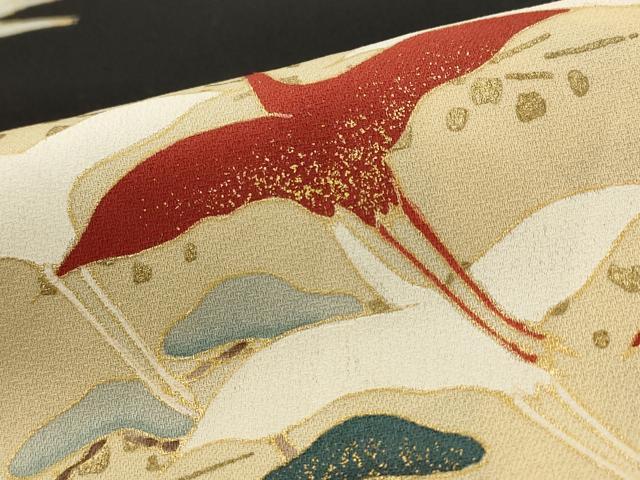 平和屋着物＃羽織　地紋起こし　飛鶴文　正絹　逸品　CABF1284in 平和屋着物◎六通柄袋帯 飛鶴文 金糸 正絹 逸品 BAAX0161qwの通販 by
