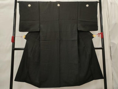 平和屋着物■男性　黒紋付　正絹　逸品　AABH7398st