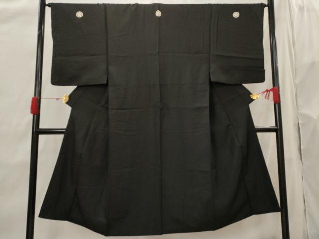 平和屋着物■男性　黒紋付　正絹　逸品　AABH7398st