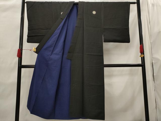 平和屋着物■男性　黒紋付　正絹　逸品　AABH7398st