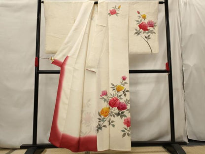 平和屋着物■訪問着　枝花文　正絹　逸品　AABH7401st
