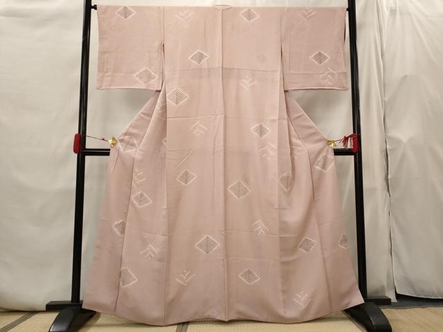 平和屋着物■上質な小紋 絞り 菱松地紋 正絹 逸品 AABH7405st