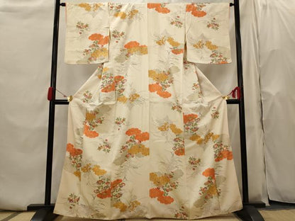 平和屋着物■上質な小紋　雲取り花文　金彩　正絹　逸品　AABH7408st
