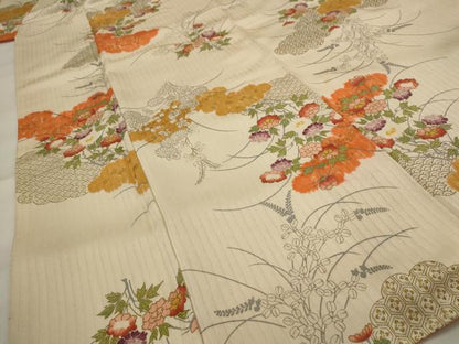 平和屋着物■上質な小紋　雲取り花文　金彩　正絹　逸品　AABH7408st