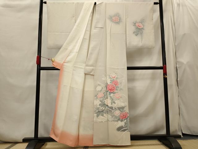 平和屋着物■訪問着　刺繍　草花文　暈し染め　正絹　逸品　AABH7410st