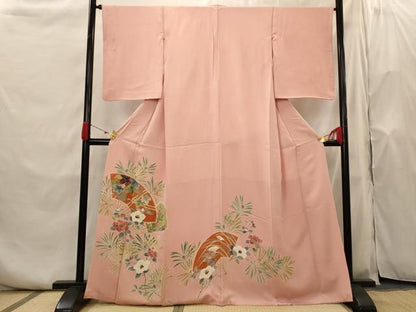 平和屋着物■色留訪問着　駒刺繍　地紙花文　正絹　逸品　AABH7415st