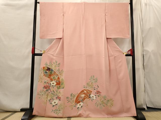 平和屋着物■色留訪問着　駒刺繍　地紙花文　正絹　逸品　AABH7415st