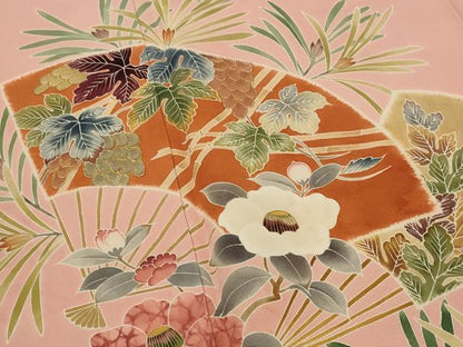 平和屋着物■色留訪問着　駒刺繍　地紙花文　正絹　逸品　AABH7415st