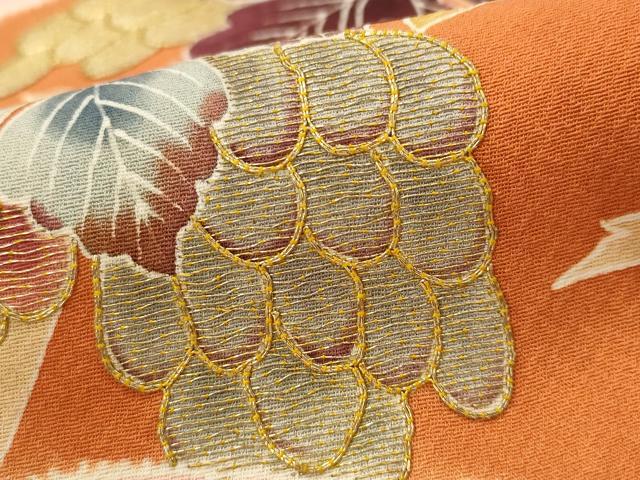 平和屋着物■色留訪問着　駒刺繍　地紙花文　正絹　逸品　AABH7415st