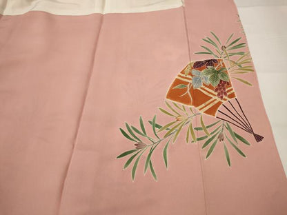 平和屋着物■色留訪問着　駒刺繍　地紙花文　正絹　逸品　AABH7415st