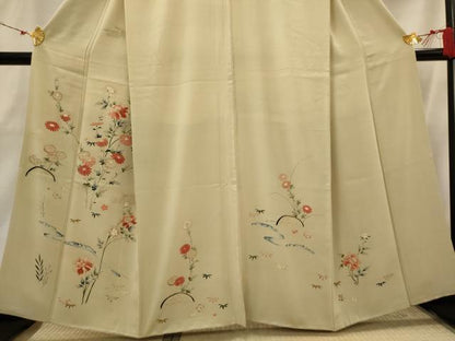平和屋着物■訪問着　草花文　金彩　正絹　逸品　AABH7419st