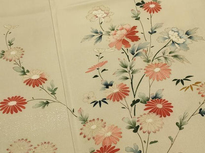 平和屋着物■訪問着　草花文　金彩　正絹　逸品　AABH7419st