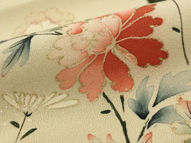 平和屋着物■訪問着　草花文　金彩　正絹　逸品　AABH7419st