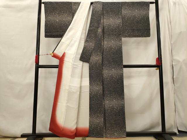 平和屋着物■上質な小紋　横段文　正絹　逸品　AABH7422st