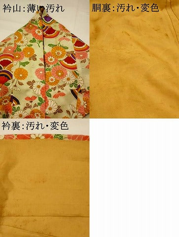 平和屋着物■豪華振袖 青海波花文 金通し地 正絹 逸品 AABH7424st
