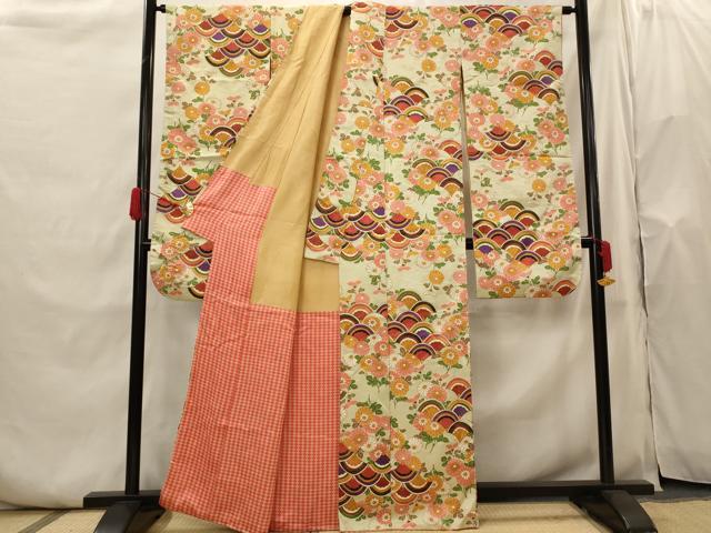 平和屋着物■豪華振袖 青海波花文 金通し地 正絹 逸品 AABH7424st