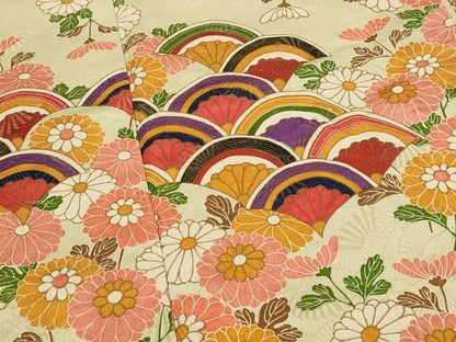 平和屋着物■豪華振袖 青海波花文 金通し地 正絹 逸品 AABH7424st