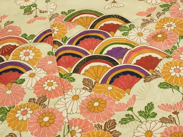 平和屋着物■豪華振袖 青海波花文 金通し地 正絹 逸品 AABH7424st