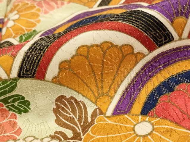 平和屋着物■豪華振袖 青海波花文 金通し地 正絹 逸品 AABH7424st