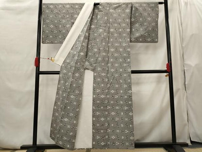 平和屋着物▽上質な紬　単衣　琉球絣文様　正絹　逸品　AABH7430st