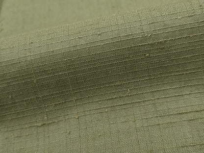 平和屋着物▽上質な紬　単衣　色無地　鶸茶色　正絹　逸品　AABH7431st