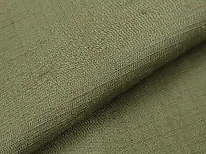 平和屋着物▽上質な紬　単衣　色無地　鶸茶色　正絹　逸品　AABH7431st