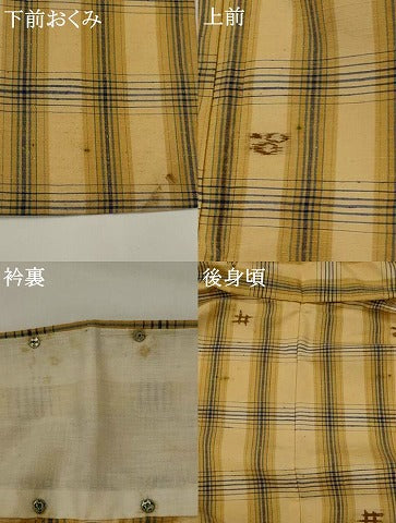 平和屋着物▽上質な紬　単衣　琉球絣文様　正絹　逸品　AABH7432st